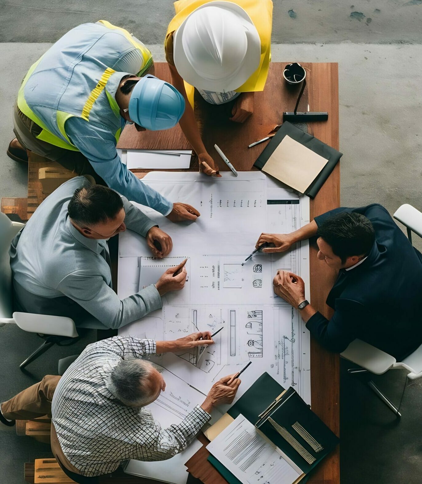 réunion de chantier avec un assistant à la maîtrise d'ouvrage